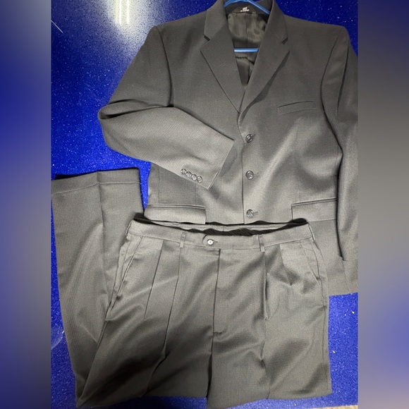 Black Label Charcoal Gray wool blend Pleated Tailored Suit Pants 38/32 -Like new - Picture 2 of 6